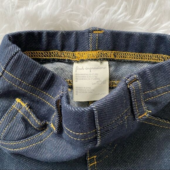 First Impressions Baby Girl Long Sleeve Navy Striped Set Size 3-6 Months - Picture 4 of 6